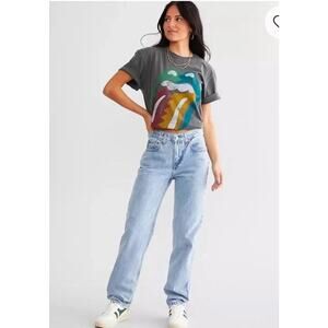 Levis Low Pro Straight Light Wash Women Sz 25 Denim Jeans Retro Mid Rise